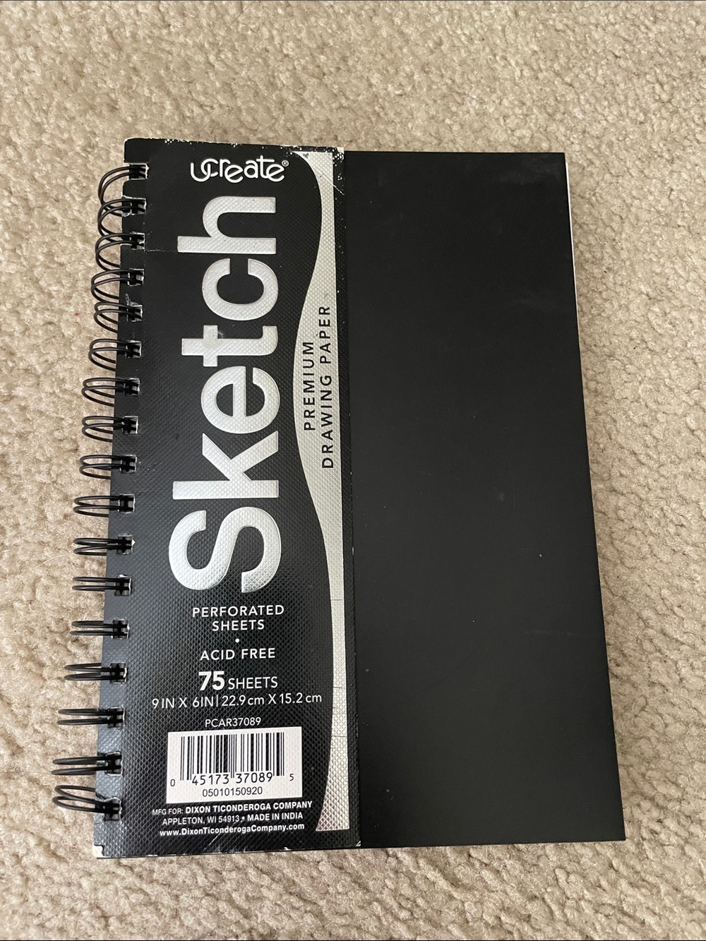 Sketch Premium Black Spiral Sketchbook - 75 Sheets